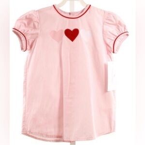 Hannah Kate Pink Windowpane Patterned Top with Appliquéd Hearts NWT Size 12